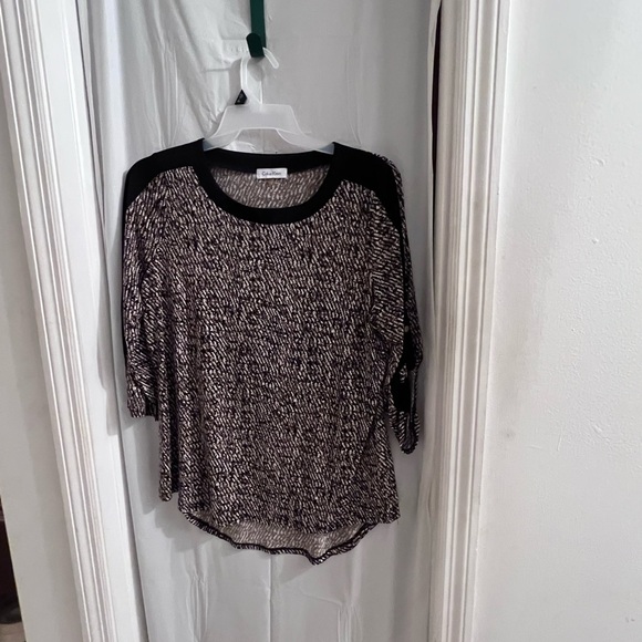 CALVIN Klein black brown blouse size lg - Picture 1 of 3
